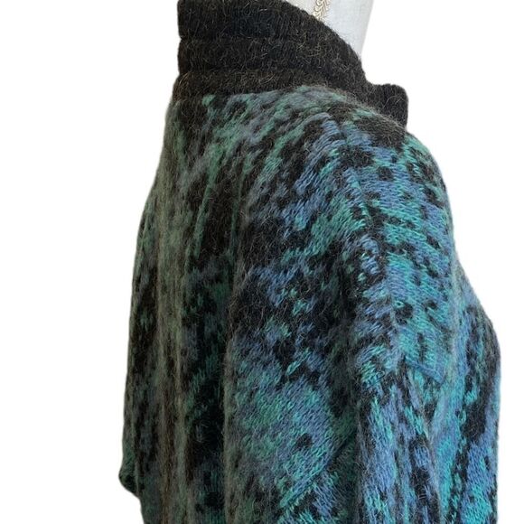 Vintage Hilda Wool Sweater Jacket Made in Iceland Size Small Blue Black - Picture 5 of 11